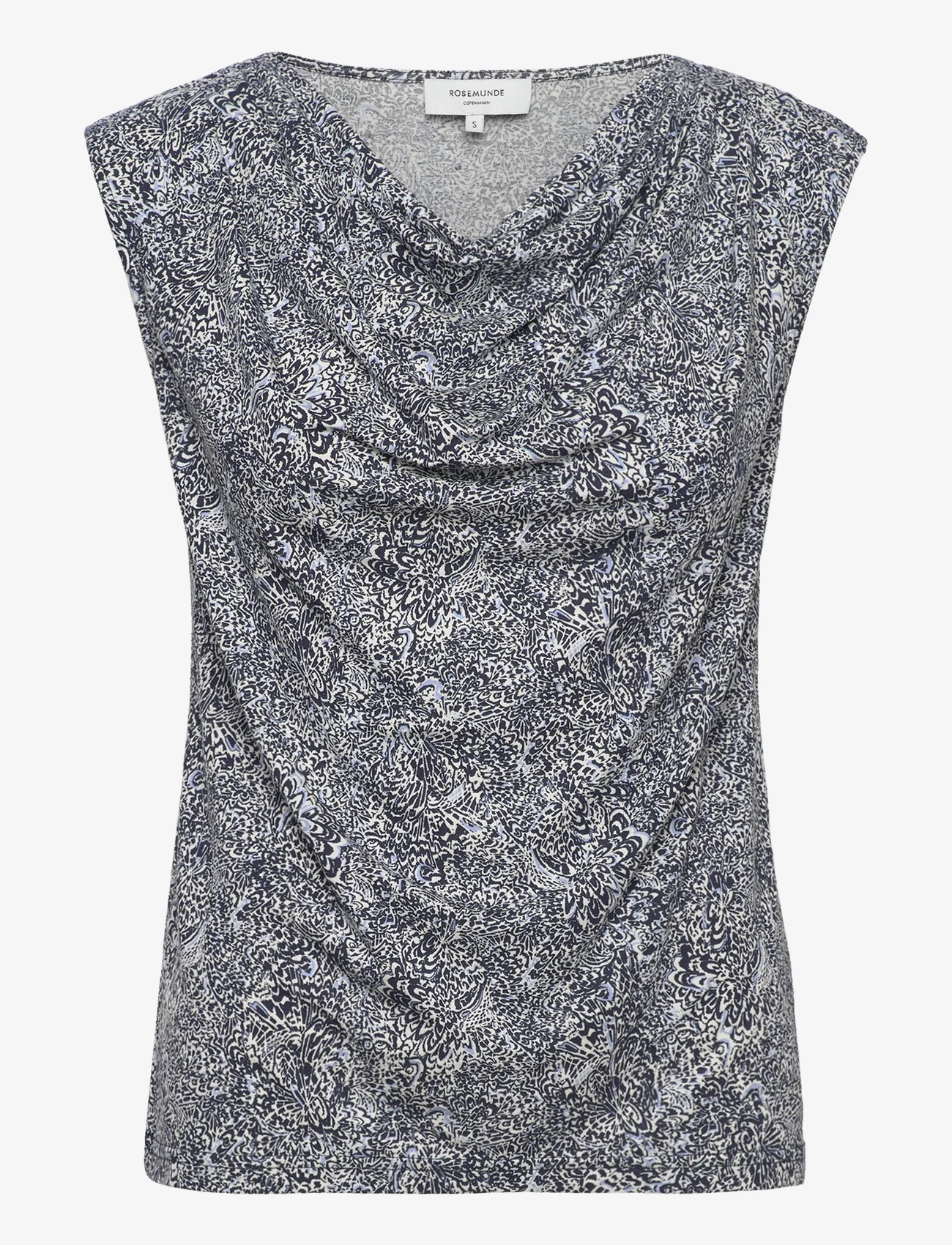 Rosemunde - Viscose t-shirt - sleeveless tops - blue butterfly print - 0