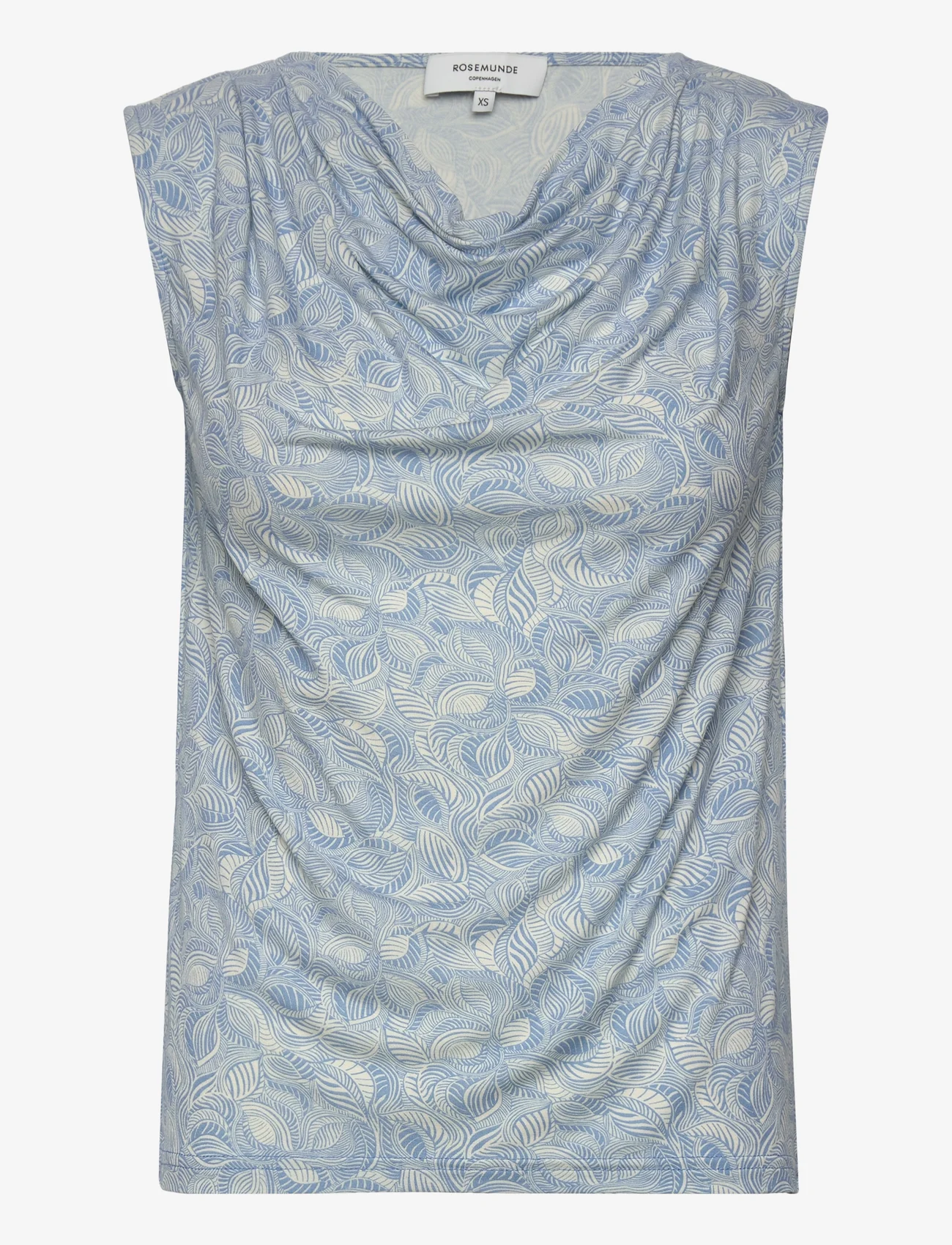 Rosemunde - Viscose t-shirt - mouwloze tops - blue leaf print - 0