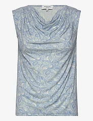 Rosemunde - Viscose t-shirt - mouwloze tops - blue leaf print - 0