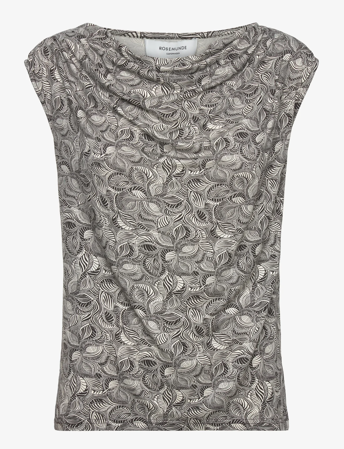 Rosemunde - Viscose t-shirt - mouwloze tops - brown leaf print - 0