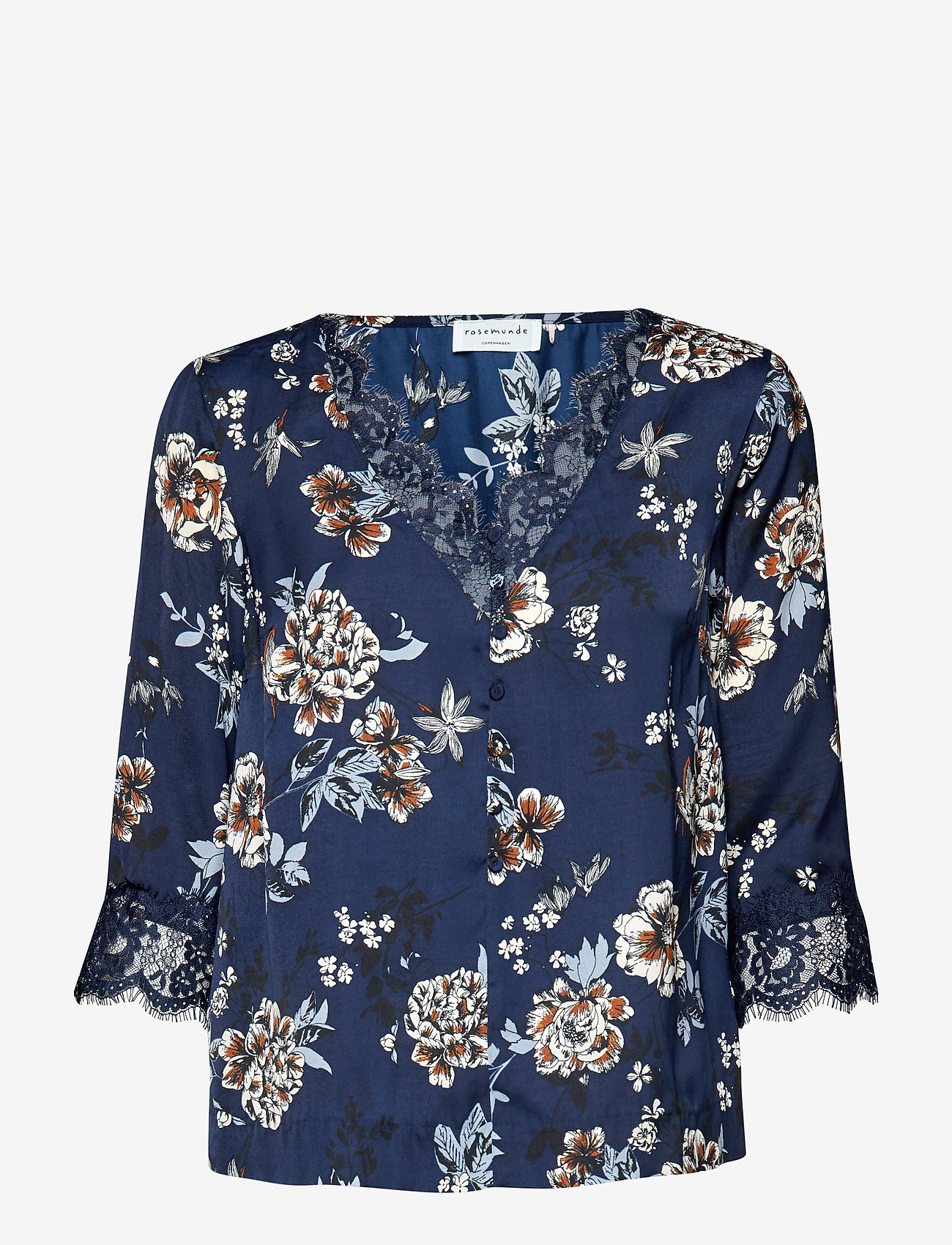 Rosemunde - Blouse 3/4 s - blue blossom print - 0