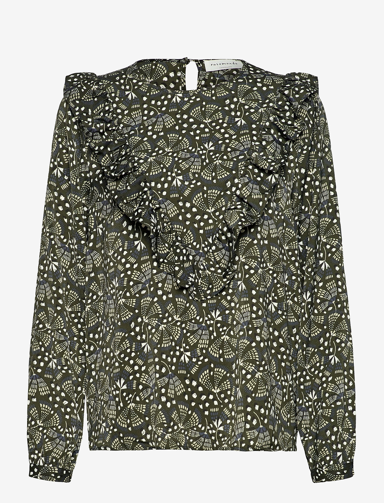 Rosemunde - Blouse ls - green flower fan print - 0