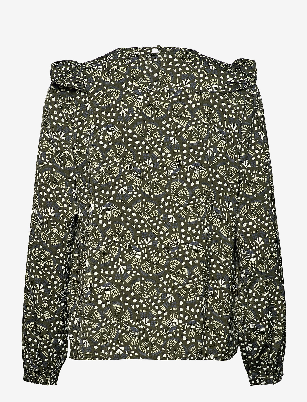 Rosemunde - Blouse ls - green flower fan print - 1