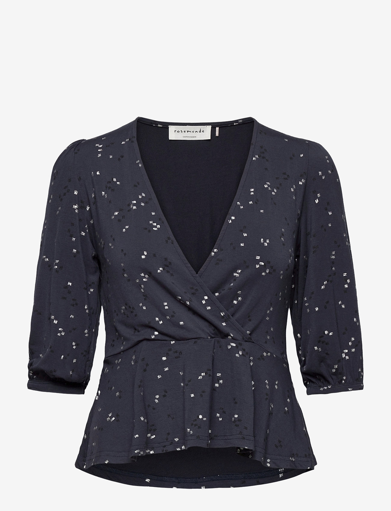 Rosemunde - T-shirt 3/4 s - blue square print - 0