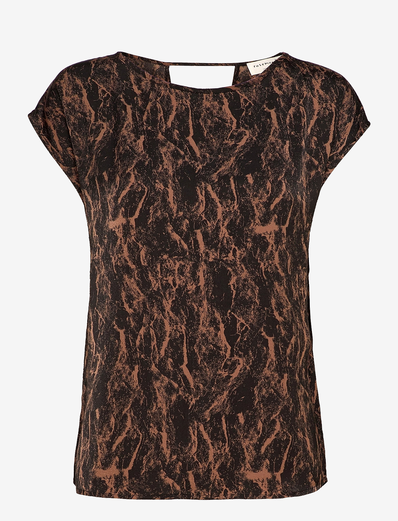 Rosemunde - Recycled polyester blouse ss - short-sleeved blouses - black/acorn marble print - 0