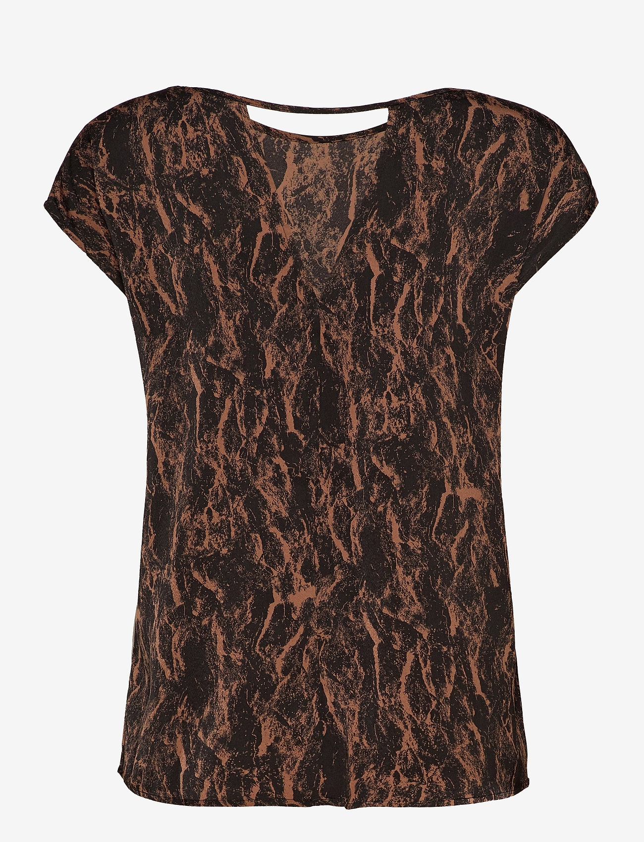 Rosemunde - Recycled polyester blouse ss - short-sleeved blouses - black/acorn marble print - 1