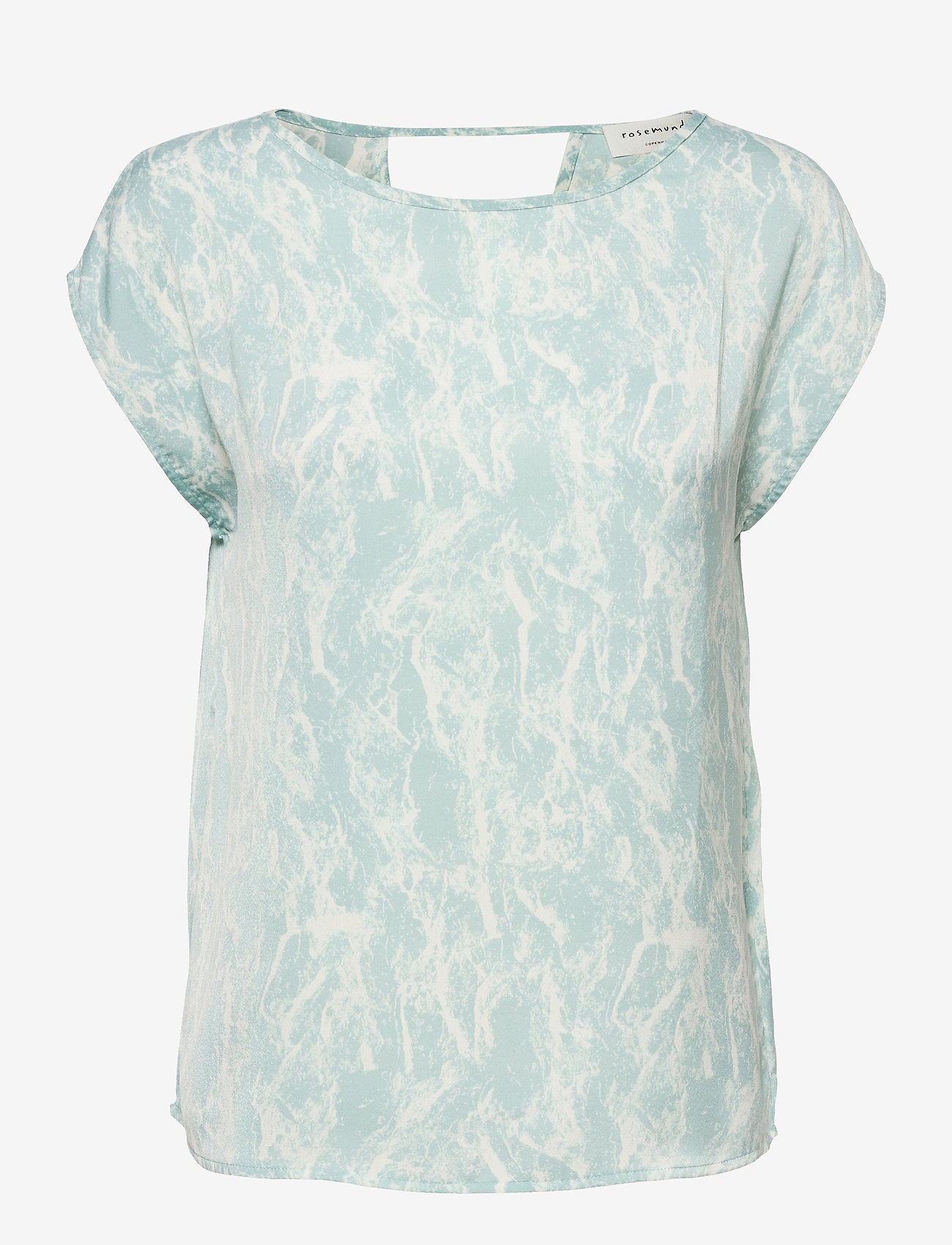 Rosemunde - Recycled polyester blouse ss - blouses korte mouwen - blue mint/ivory marble print - 0