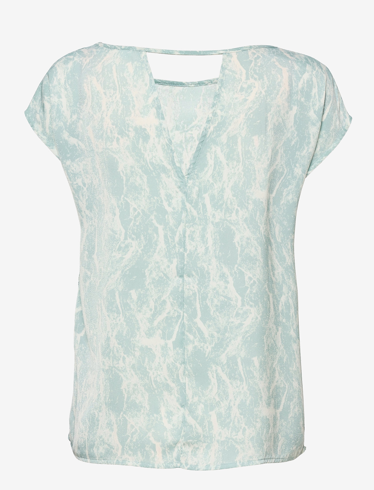 Rosemunde - Recycled polyester blouse ss - short-sleeved blouses - blue mint/ivory marble print - 1