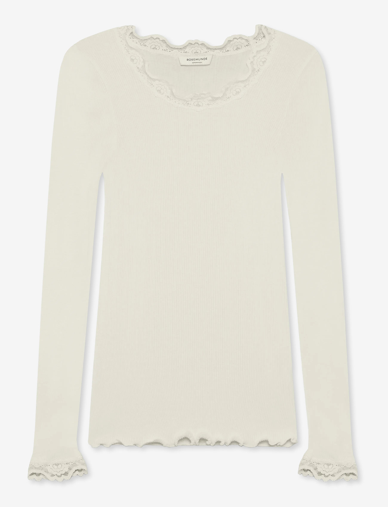 Rosemunde - RWBabette Silk LS Lace T-shirt - hauts à manches longues - ivory - 1