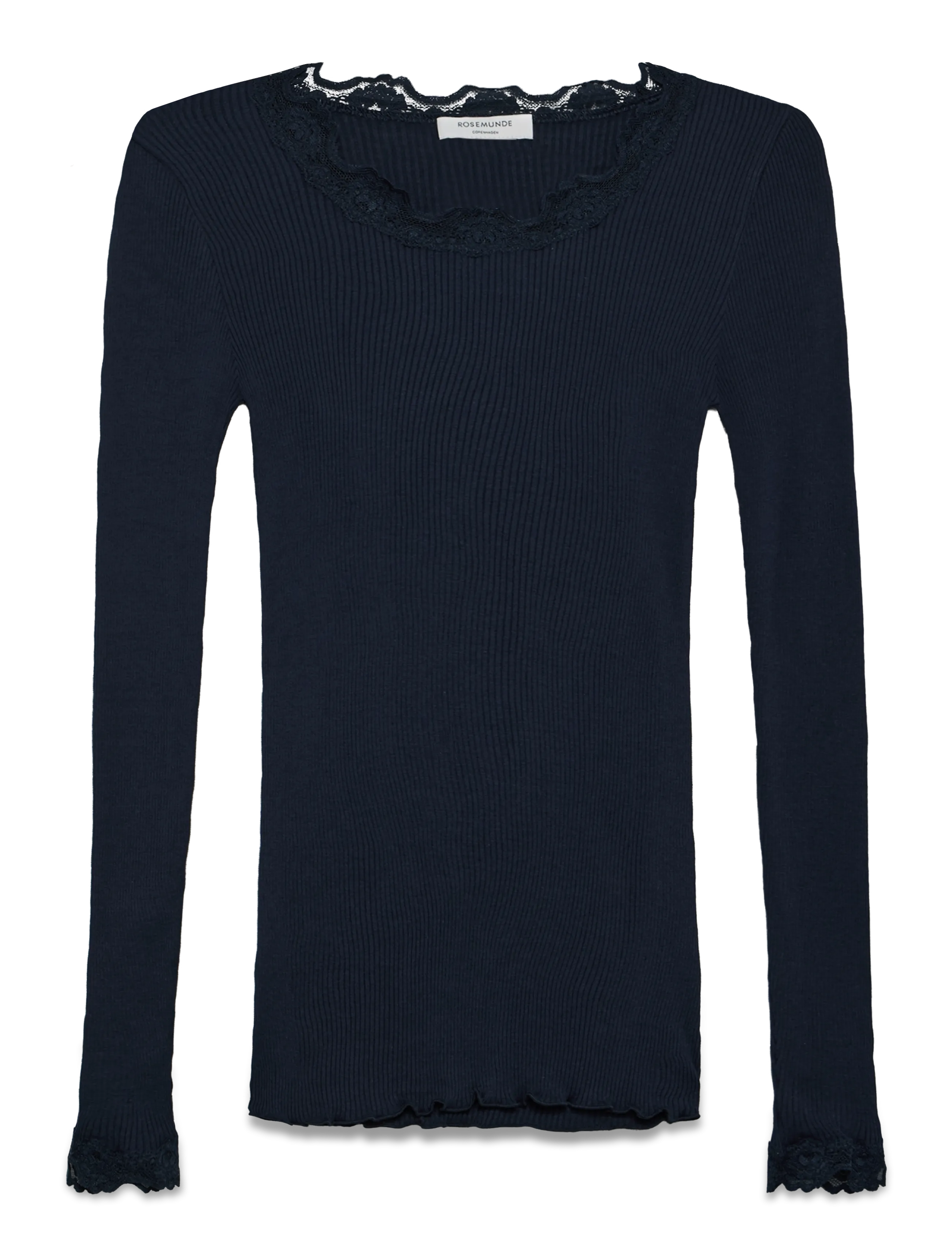 Rosemunde RWBabette Silk LS Lace T-shirt - Clothing - NAVY / navy