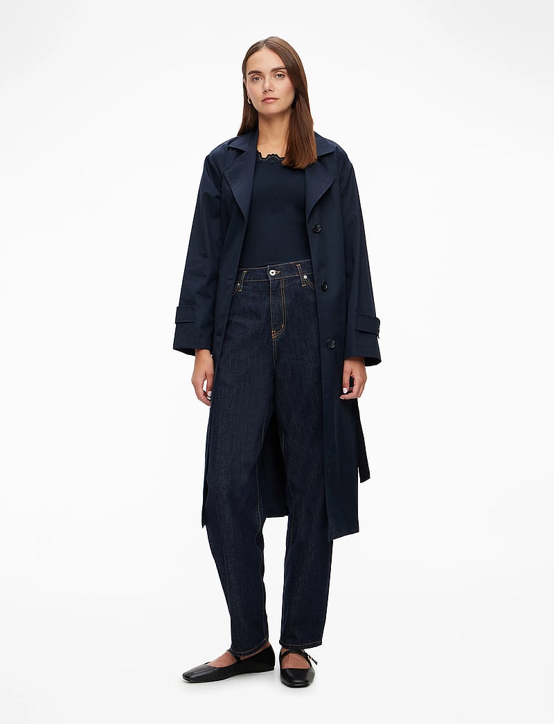 Rosemunde - RWBabette Silk LS Lace T-shirt - långärmade toppar - navy - 2