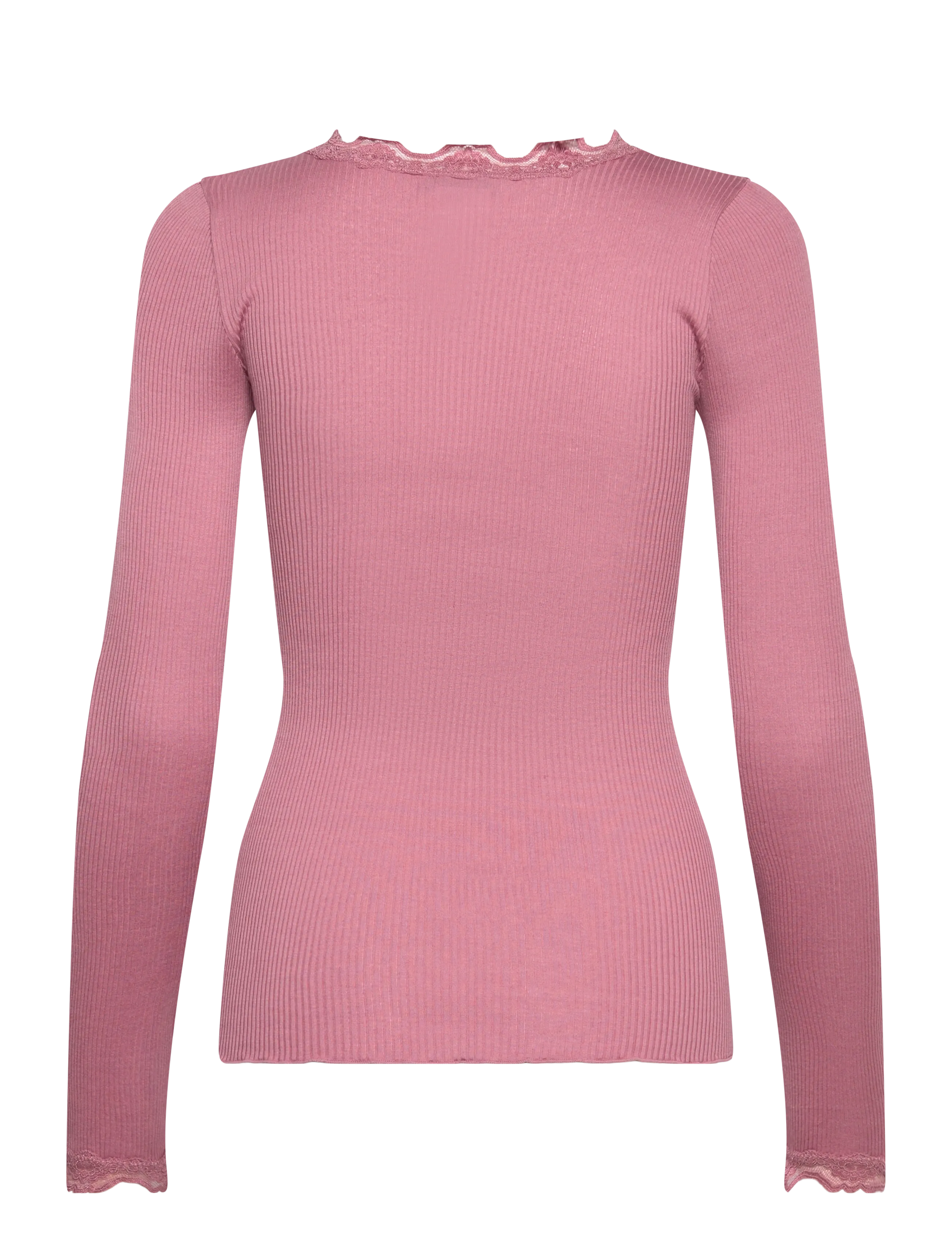 Rosemunde - RWBabette Silk LS Lace T-shirt - langærmede toppe - nostalgia rose - 1
