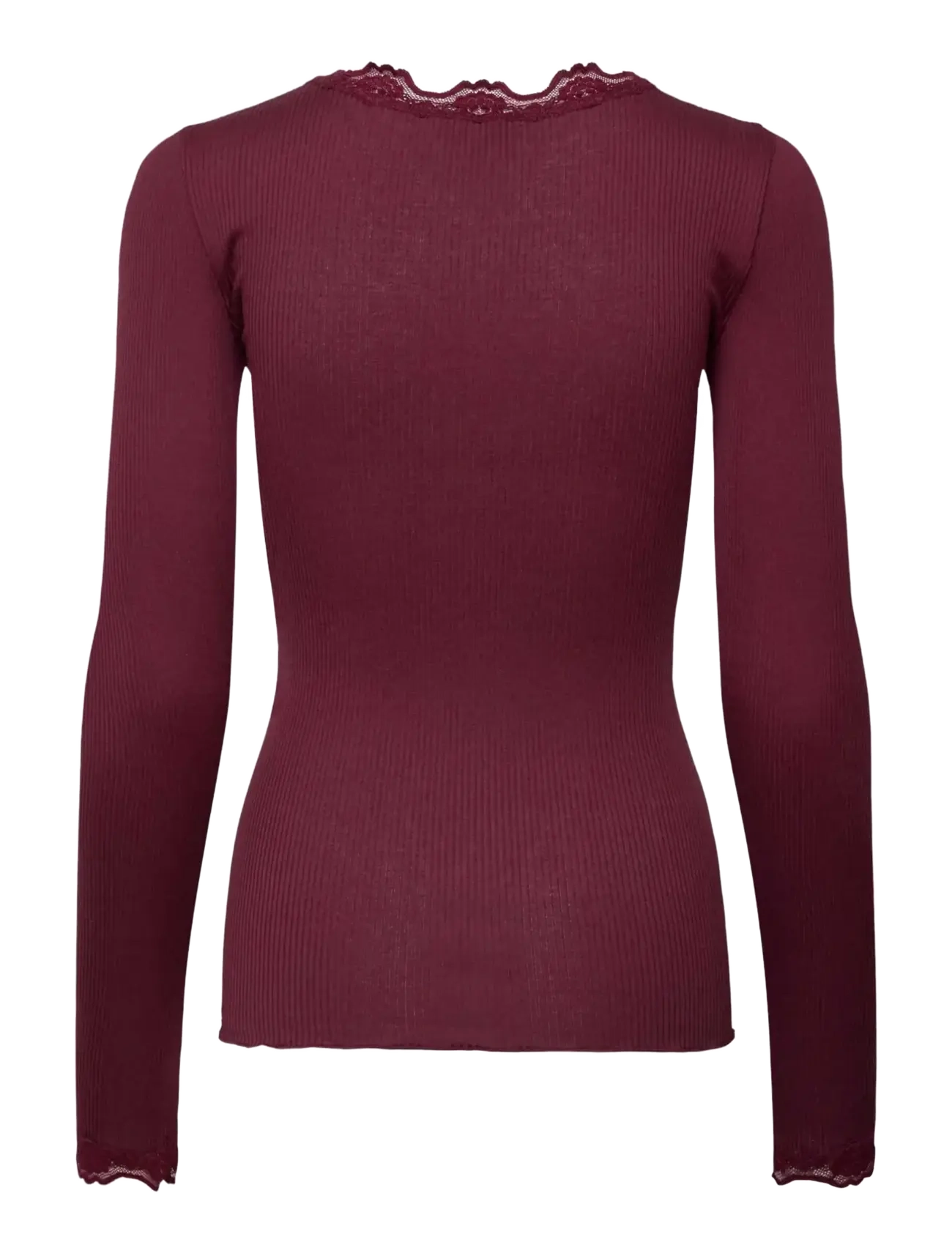 Rosemunde - RWBabette Silk LS Lace T-shirt - langärmlige tops - windsor wine - 1