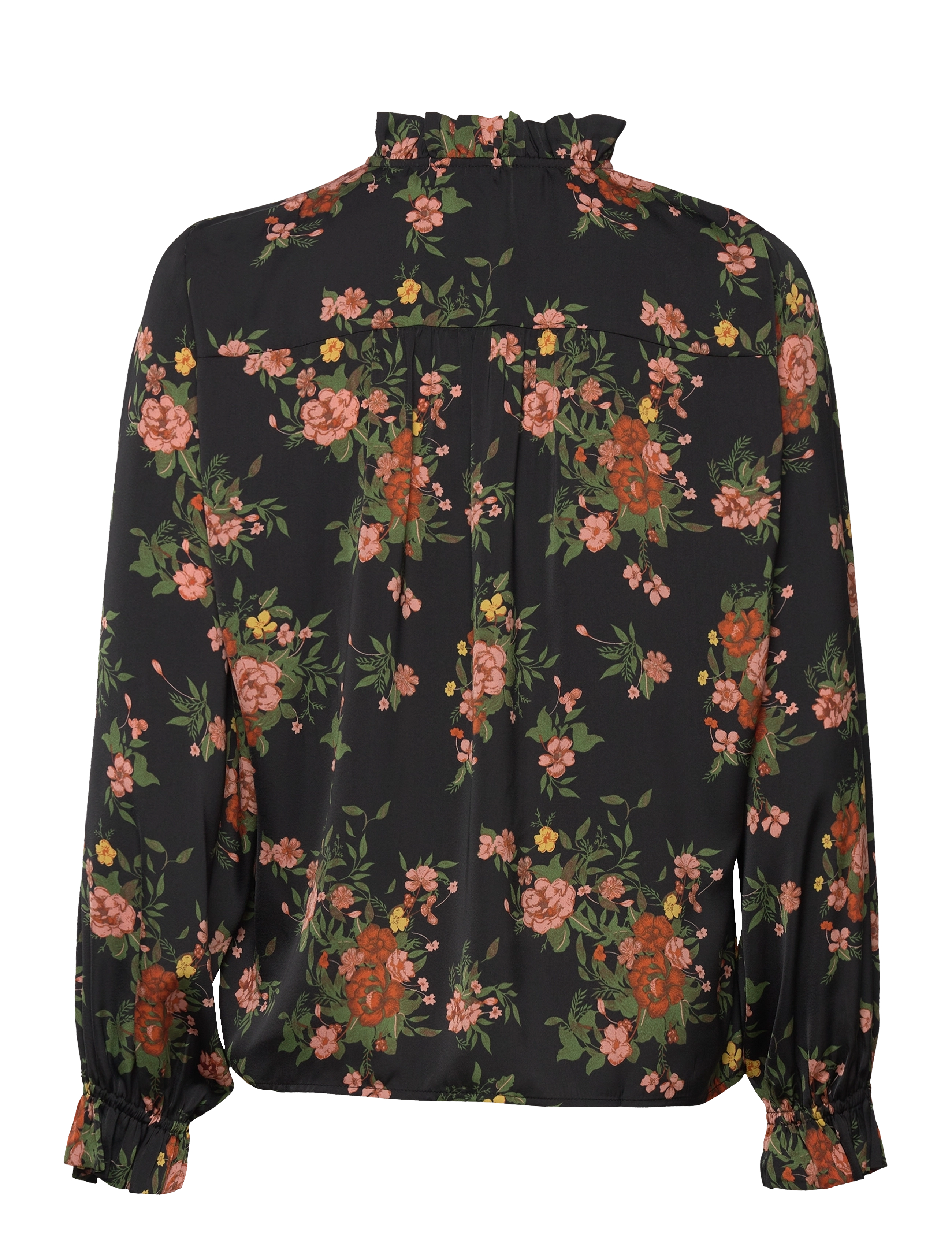 Rosemunde - Recycled polyester shirt - black bouquet rose print - 1