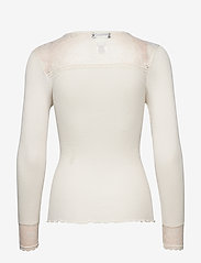 Rosemunde - Silk t-shirt regular LS w/lace - langärmlige tops - ivory - 1