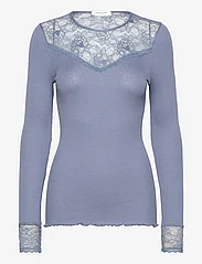 Rosemunde - Silk t-shirt regular LS w/lace - t-shirts met lange mouwen - paris blue - 0