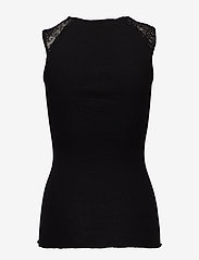 Rosemunde - Silk top regular w/ lace - sleeveless tops - black - 1