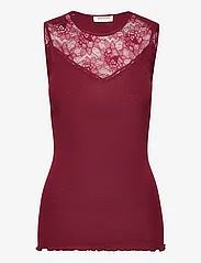 Rosemunde - Silk top regular w/ lace - sleeveless tops - cabernet - 0