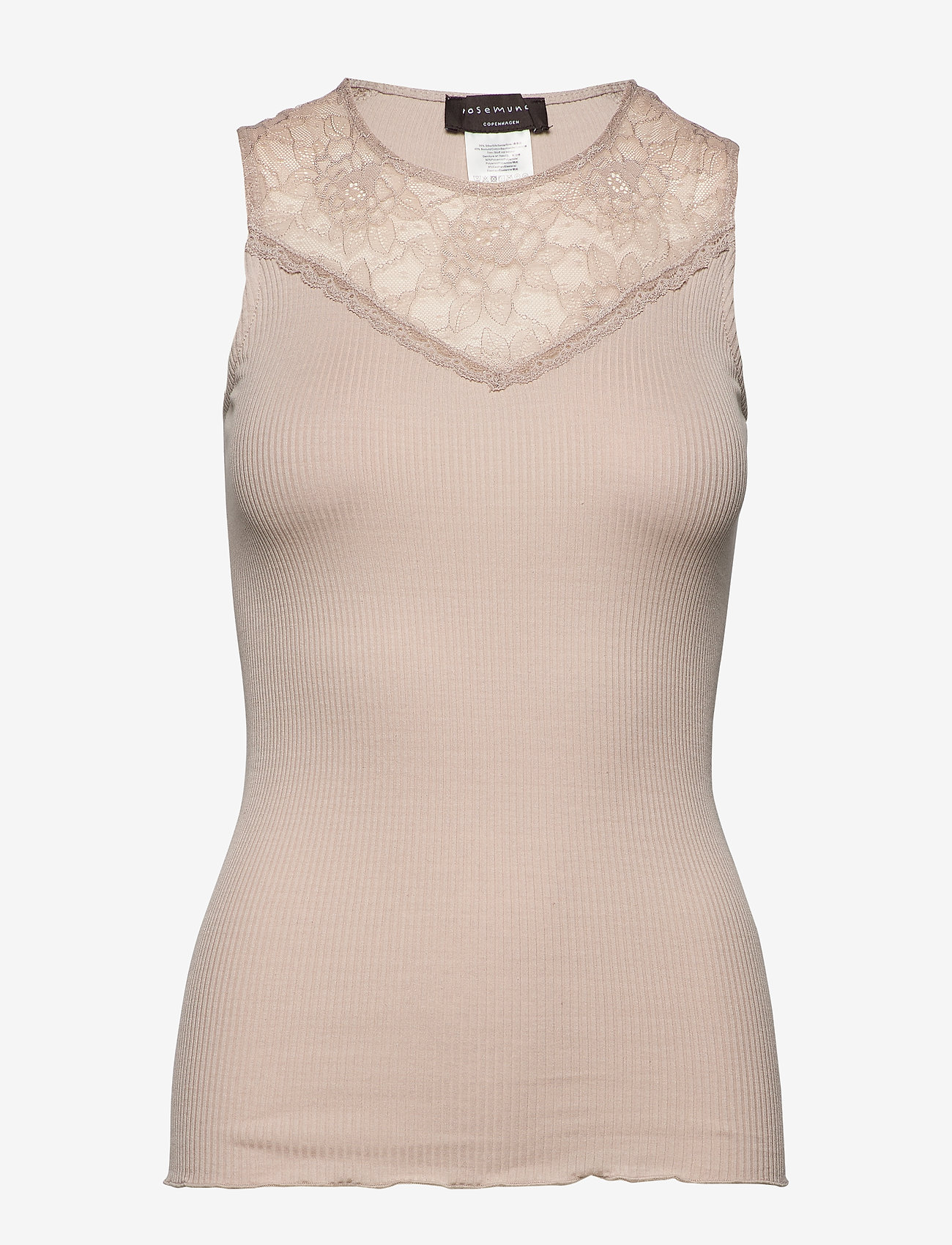 Rosemunde - Silk top regular w/ lace - cacao - 0