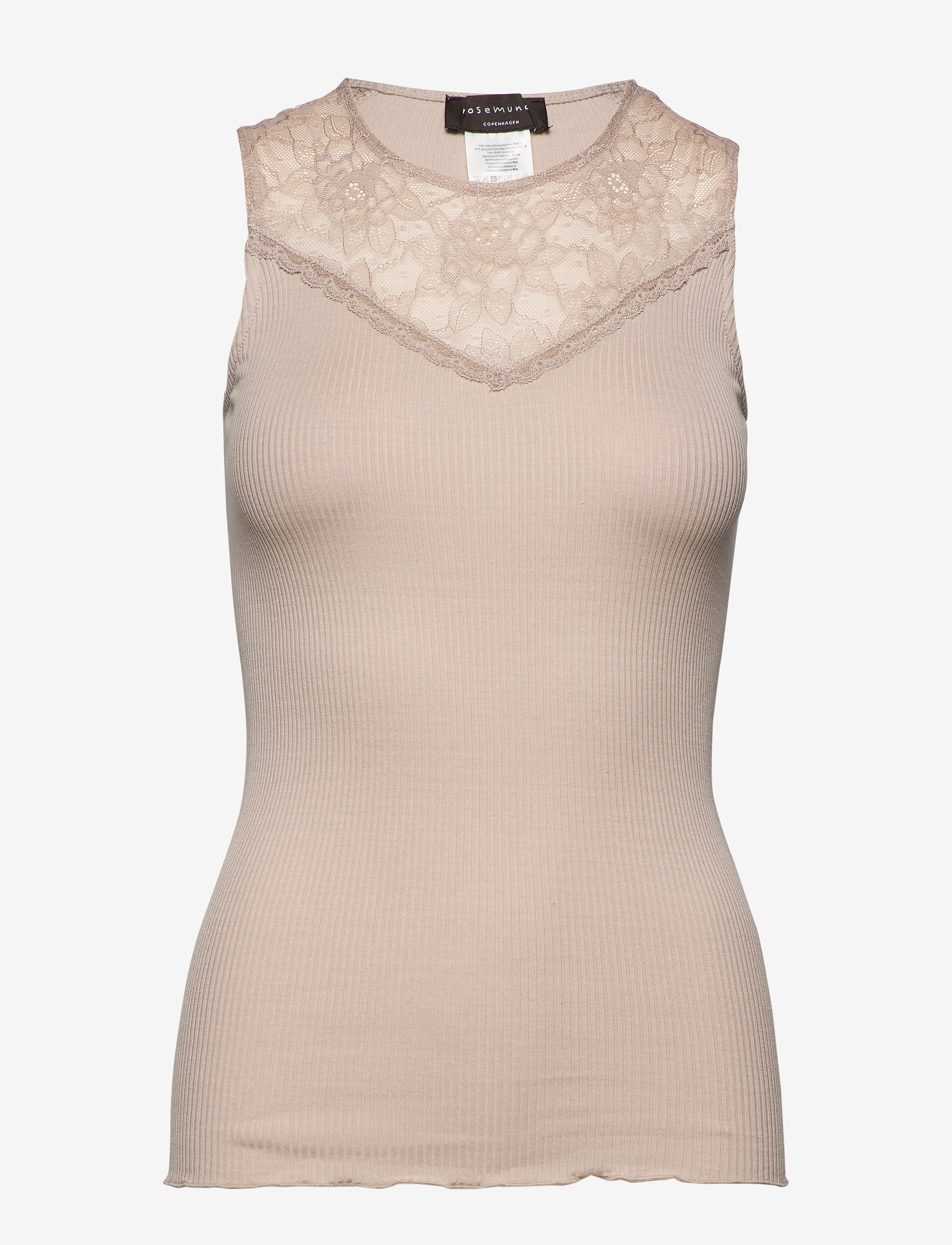 Rosemunde - Silk top regular w/ lace - cacao - 0