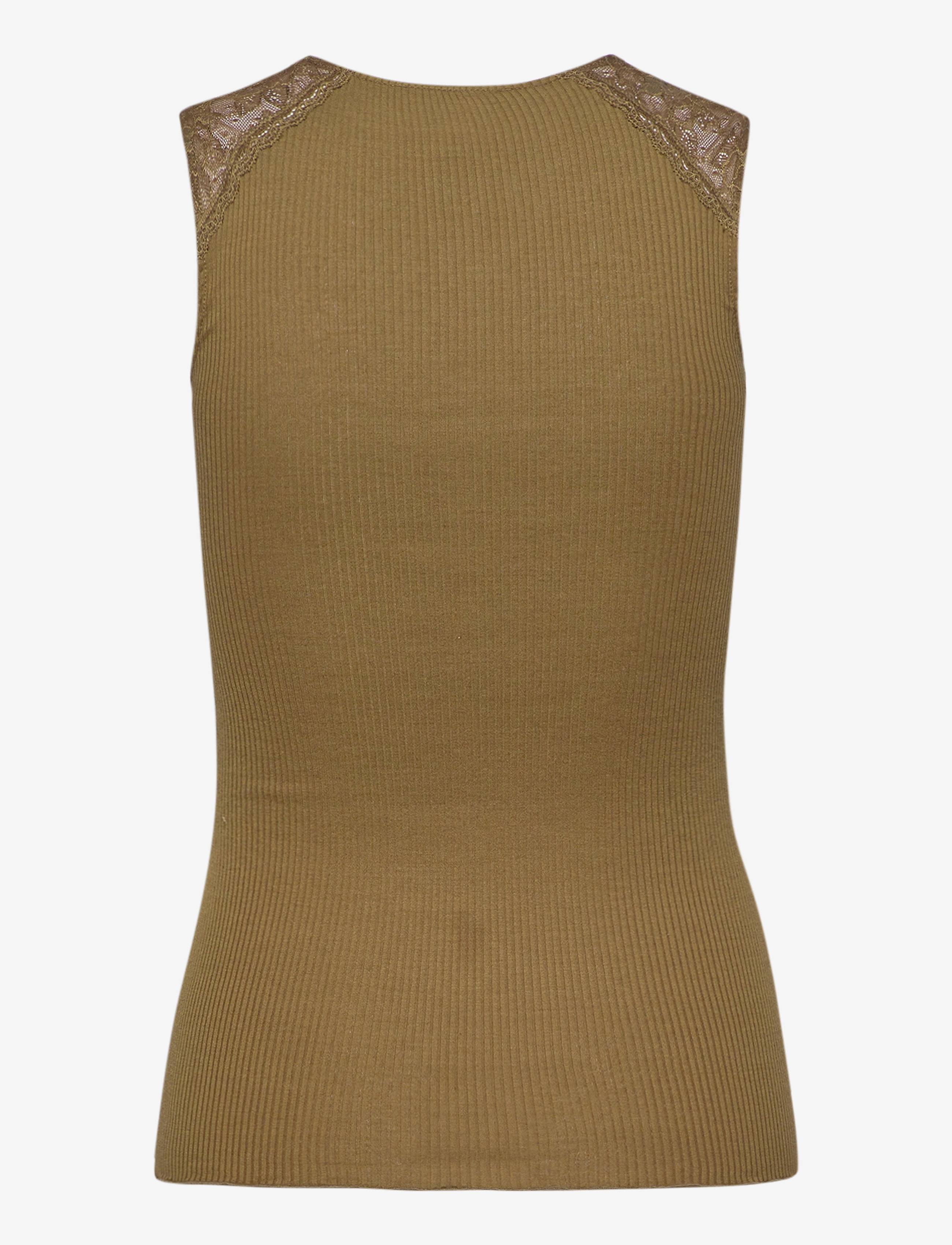 Rosemunde - Silk top regular w/ lace - military olive - 1