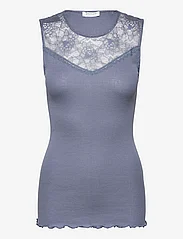 Rosemunde - Silk top regular w/ lace - laveste priser - paris blue - 0
