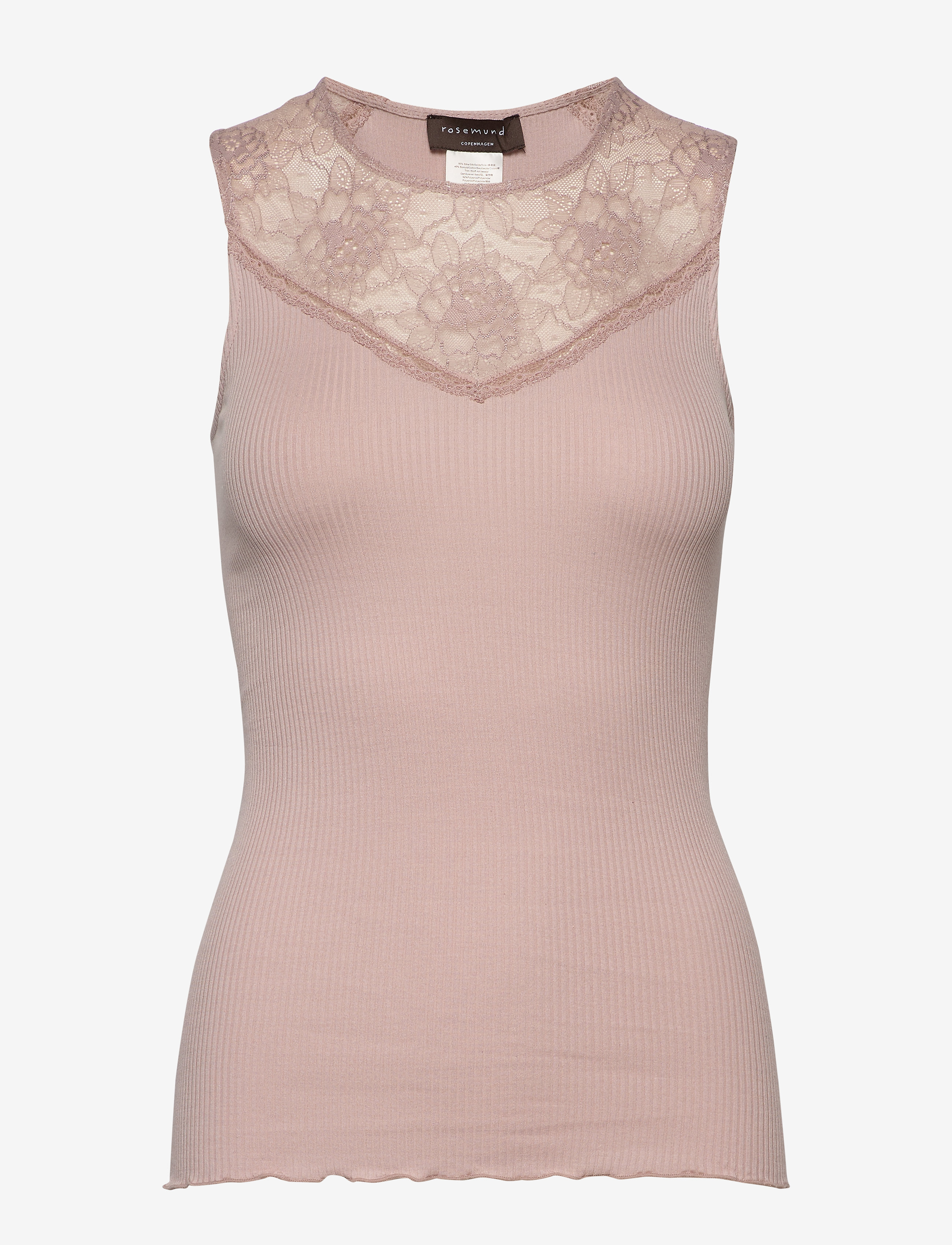 Rosemunde - Silk top regular w/ lace - vintage powder - 0