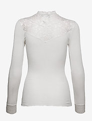 Rosemunde - Silk t-shirt w/ lace - langärmlige tops - ivory - 1