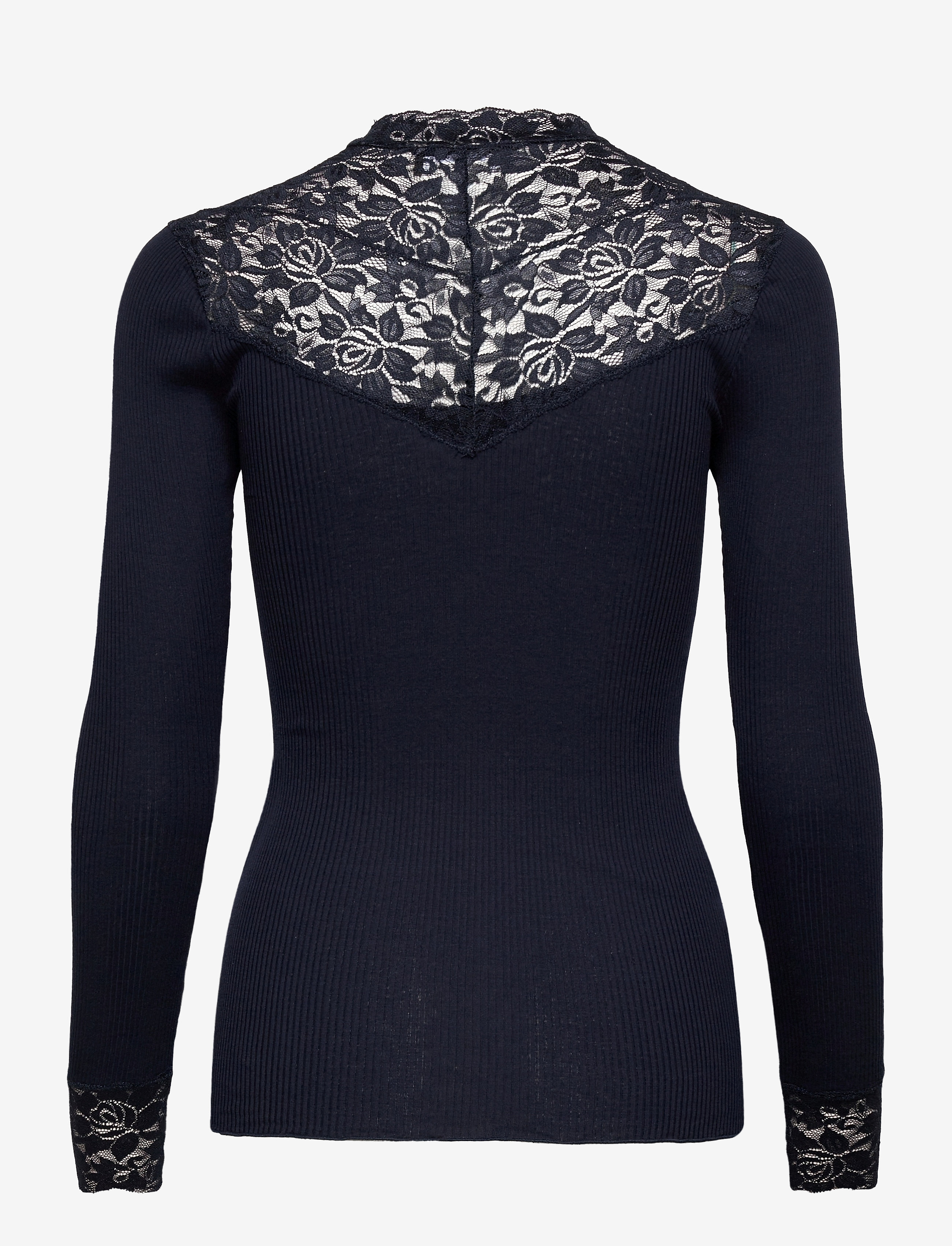 Rosemunde - Silk t-shirt w/ lace - navy - 1