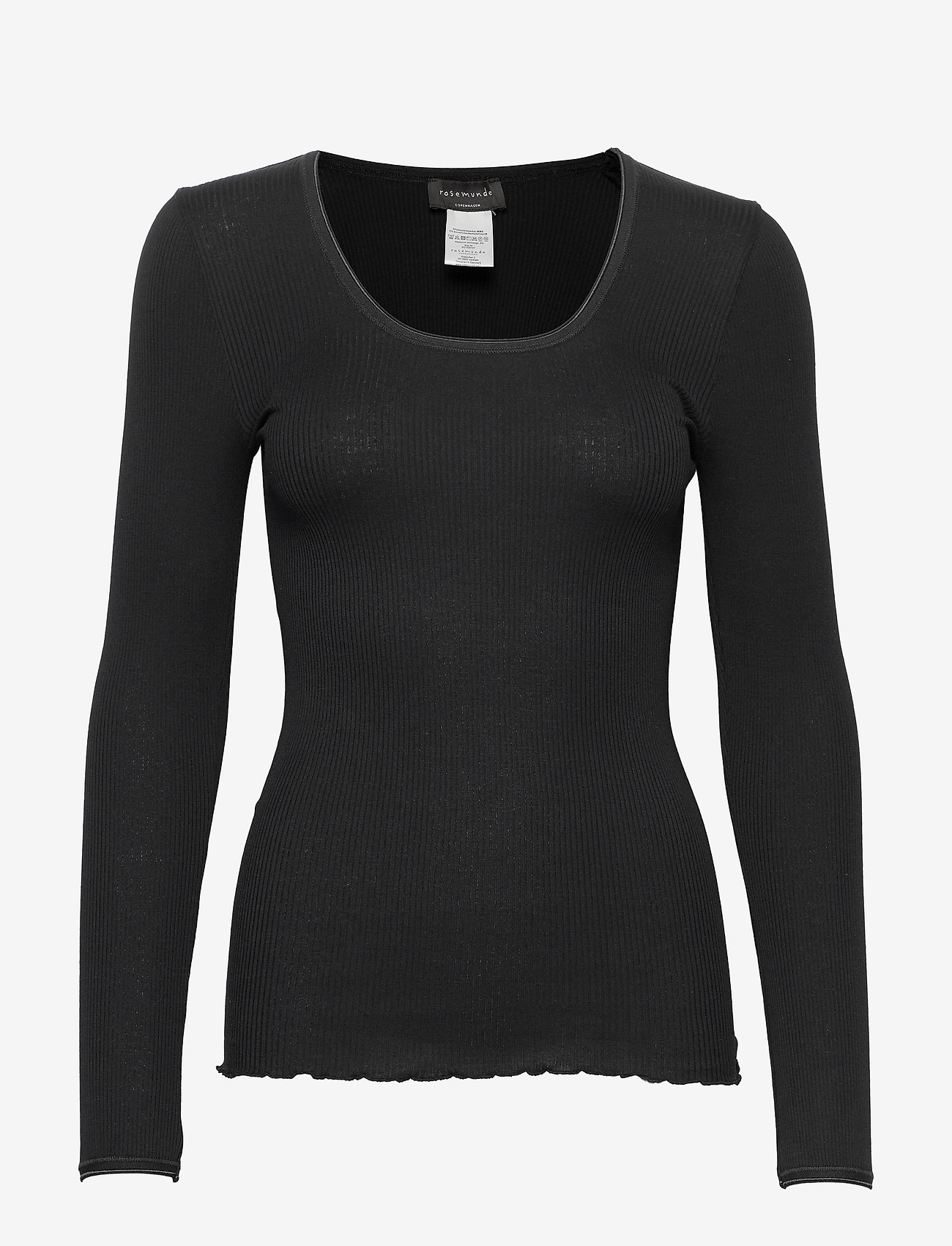 Rosemunde - Silk t-shirt - långärmade toppar - black - 0