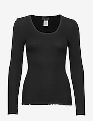 Rosemunde - Silk t-shirt - langermede topper - black - 0