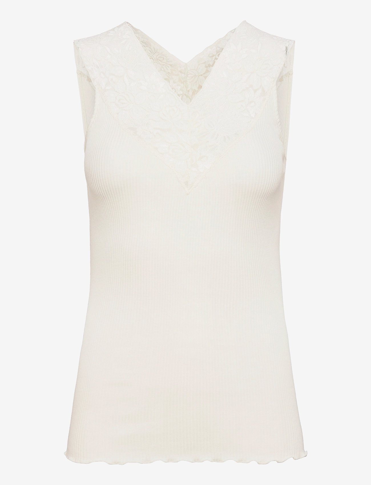 Rosemunde - Silk top regular w/ lace - sleeveless tops - ivory - 0