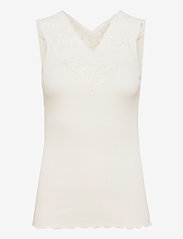 Rosemunde - Silk top regular w/ lace - sleeveless tops - ivory - 0