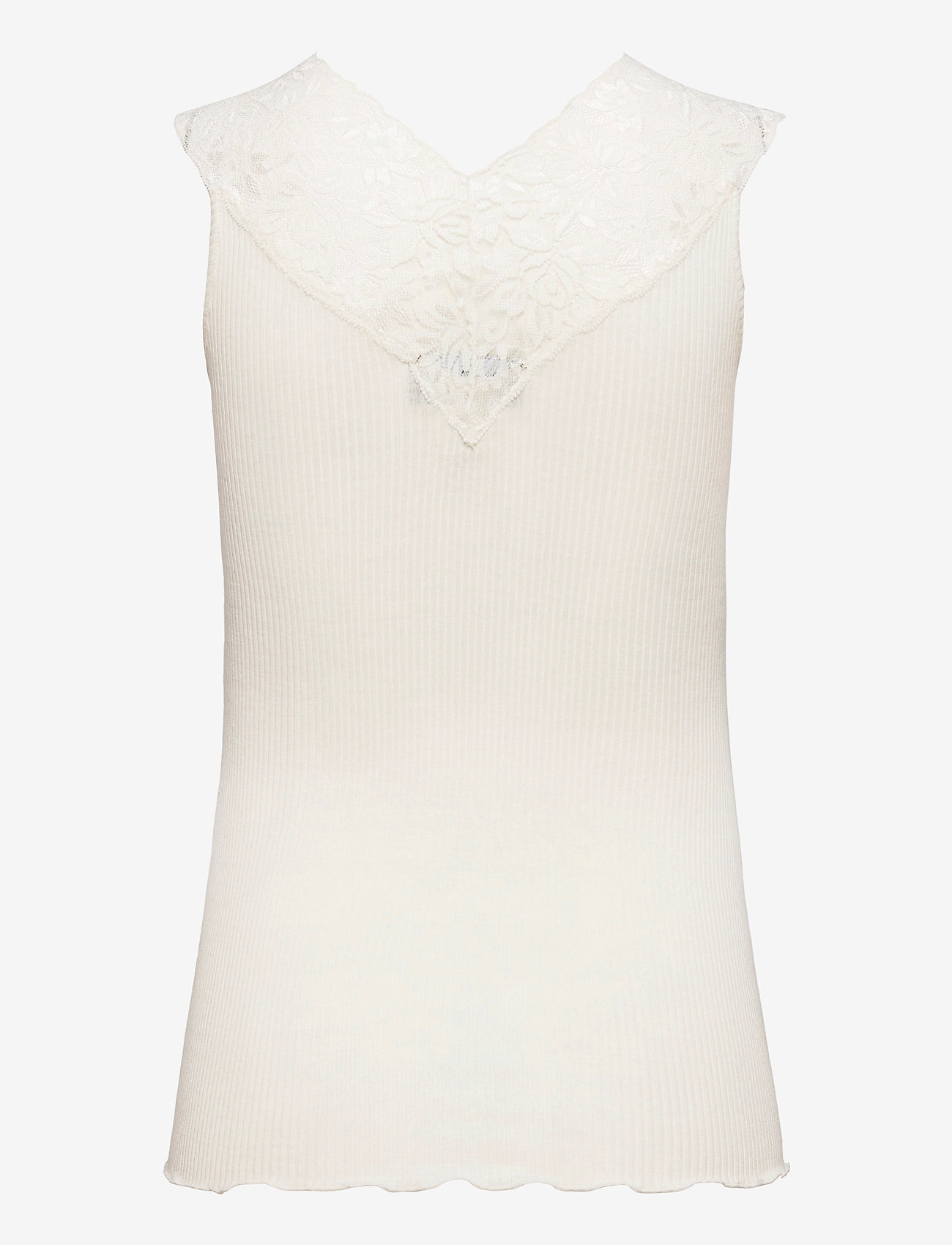 Rosemunde - Silk top regular w/ lace - sleeveless tops - ivory - 1