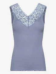 Rosemunde - Silk top regular w/ lace - sleeveless tops - paris blue - 0