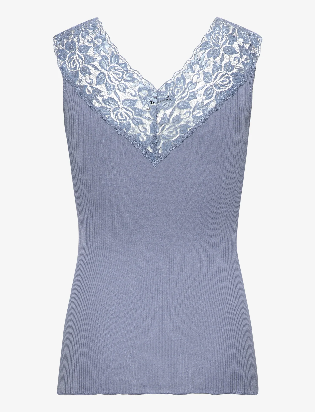 Rosemunde - Silk top regular w/ lace - sleeveless tops - paris blue - 1