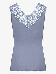 Rosemunde - Silk top regular w/ lace - sleeveless tops - paris blue - 1