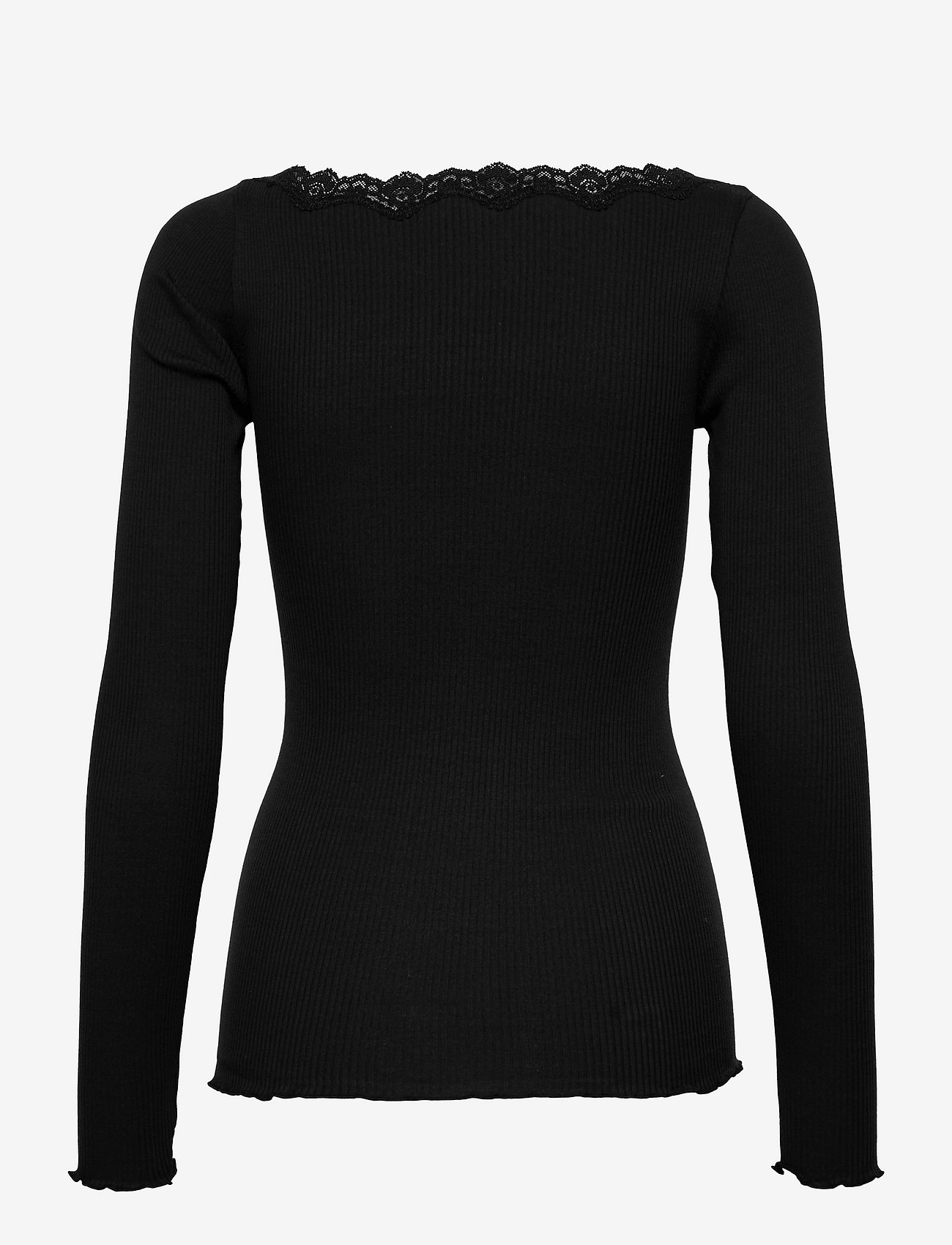 Rosemunde - Organic t-shirt w/lace - langärmlige tops - black - 1