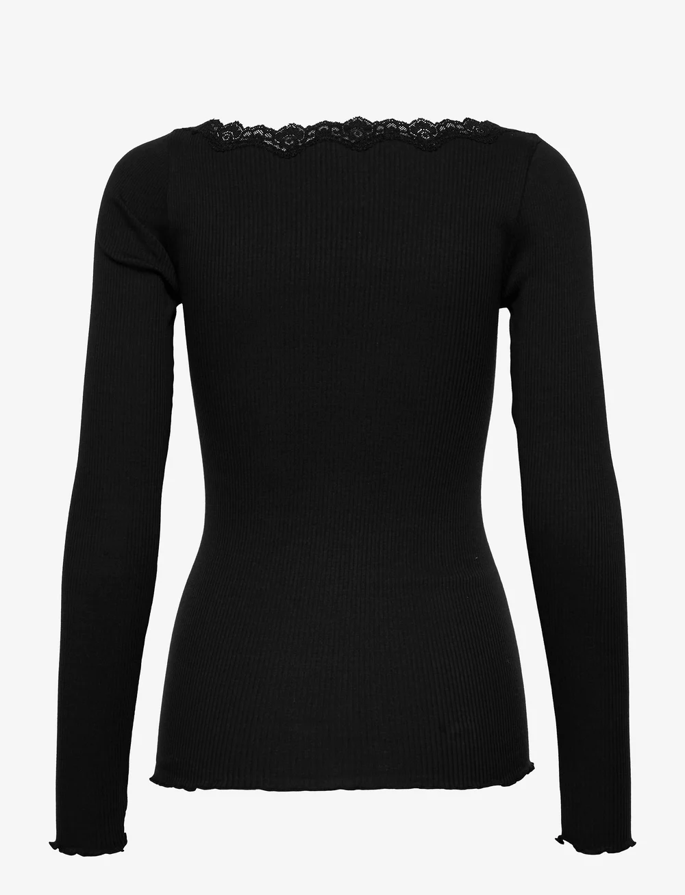 Rosemunde - Organic t-shirt w/lace - langærmede toppe - black - 1