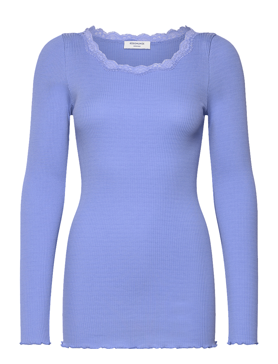 Rosemunde - Organic t-shirt w/lace - långärmade toppar - blue heaven - 0
