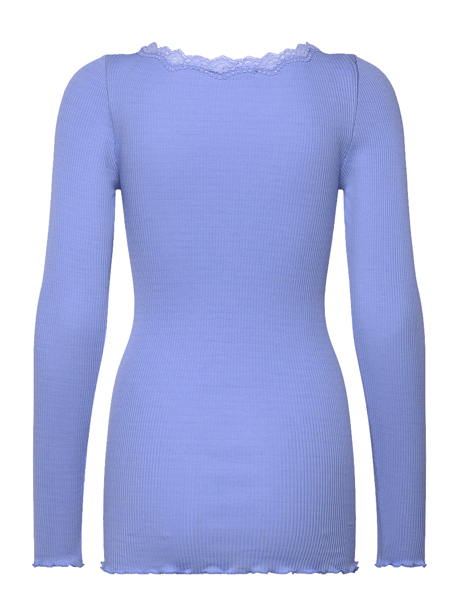 Rosemunde - Organic t-shirt w/lace - långärmade toppar - blue heaven - 1
