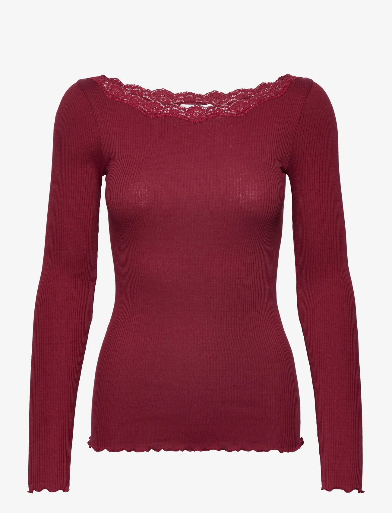Rosemunde - Organic t-shirt w/lace - pitkähihaiset t-paidat - cabernet - 0