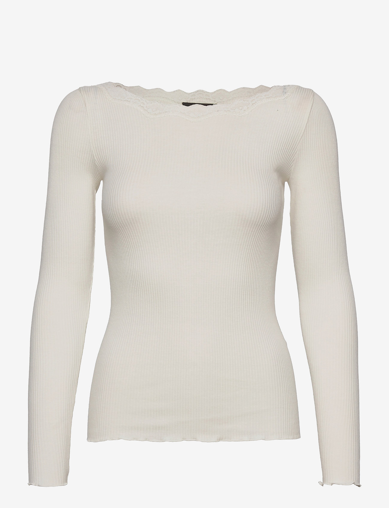 Rosemunde - Organic t-shirt w/lace - langärmlige tops - ivory - 0