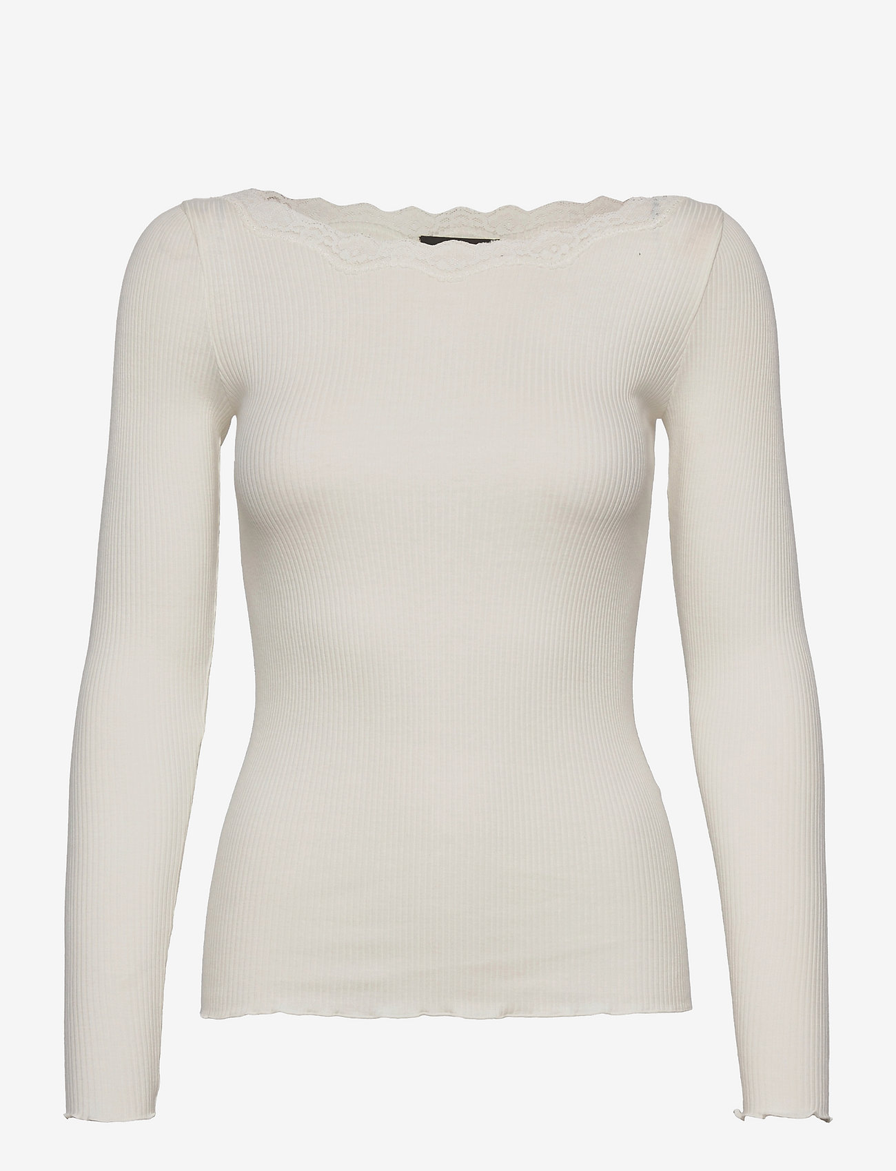 Rosemunde - Organic t-shirt w/lace - pitkähihaiset t-paidat - ivory - 0