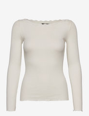 Rosemunde - Organic t-shirt w/lace - long-sleeved tops - ivory - 0