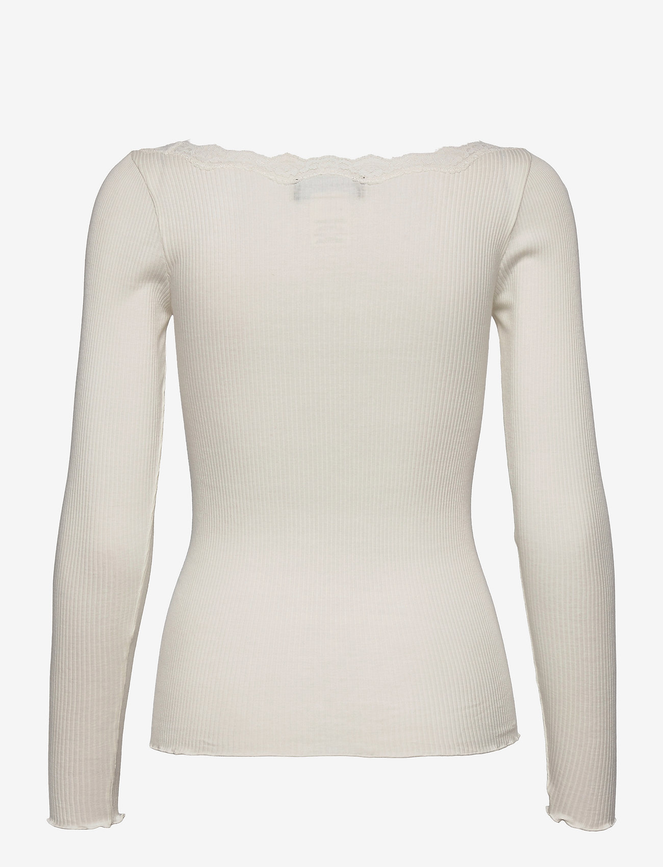 Rosemunde - Organic t-shirt w/lace - long-sleeved tops - ivory - 1