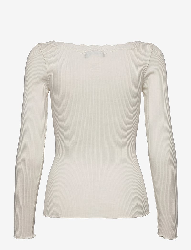 Rosemunde - Organic t-shirt w/lace - langärmlige tops - ivory - 1