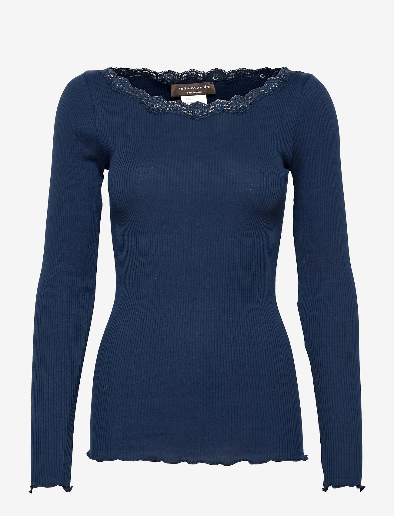 Rosemunde - Organic t-shirt w/lace - langærmede toppe - navy - 0