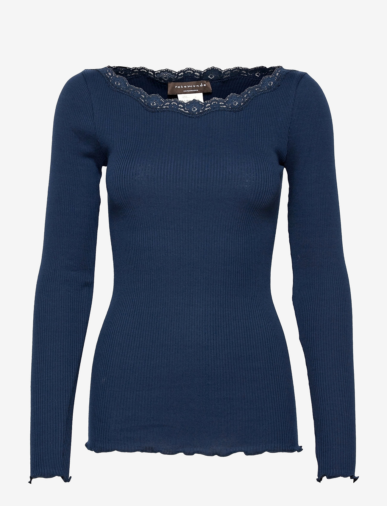 Rosemunde - Organic t-shirt w/lace - laveste priser - navy - 0