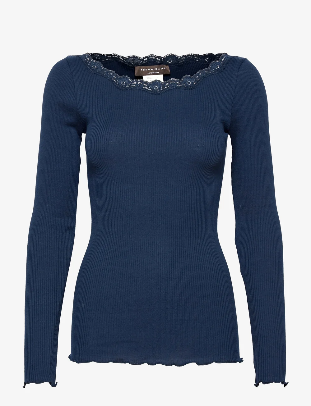 Rosemunde - Organic t-shirt w/lace - langærmede toppe - navy - 0